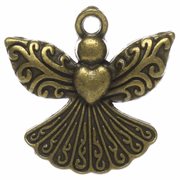 Vedhæng engel med hjerte. Antik bronze. 21 mm